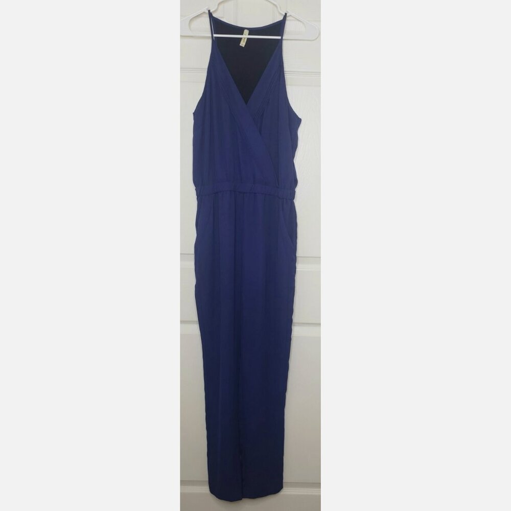 Free People 8 Blue Jumpsuit Royal V-neck